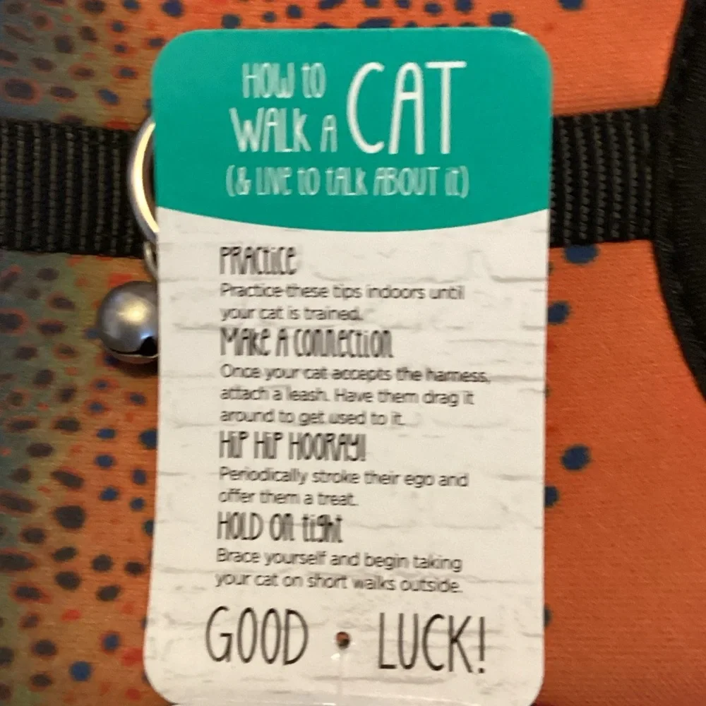 Blueberry Pet Cat Vest Harness & Leash - Orange and Blue